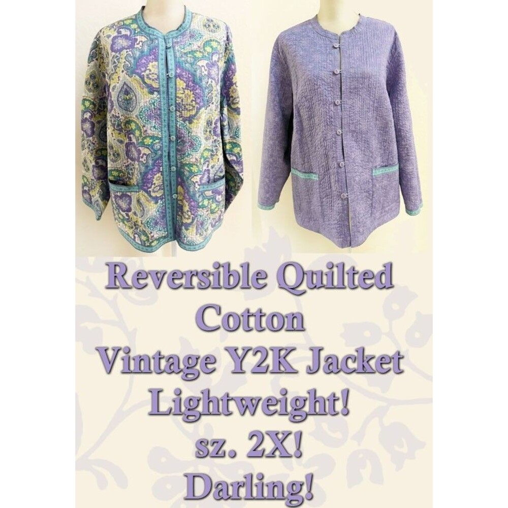 Appleseed's 2X Plus Vintage Jacket Quilted Cotton Reversible Floral has Pockets